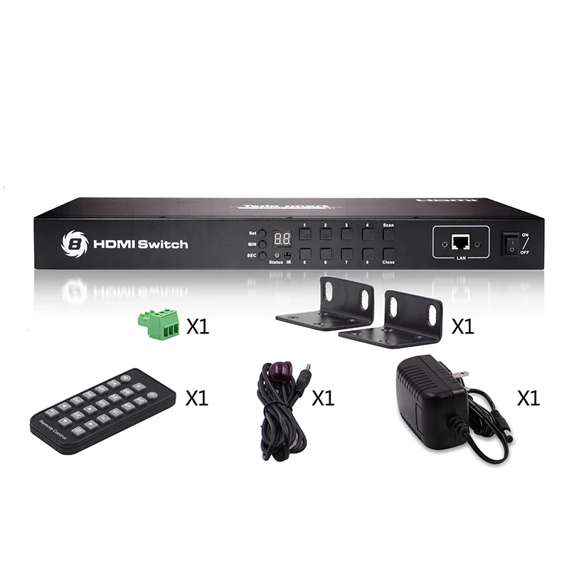 Tesla smart Rack Mount Video Audio HDMI Prepínač 8 Port HDMI Prepínač 8 V 1 Z Podpory 3840*2160/4K