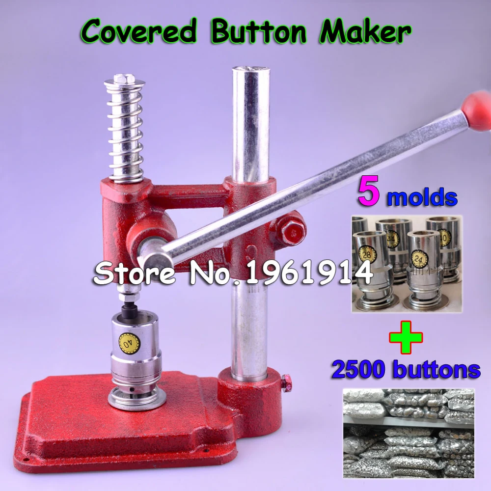 Textílie Pokryté Stlačte Tlačidlo Stroj Ručné Textílie Samostatne Kryt Button Maker Stroje Formy Nástroje + 5 Plesne + 2500 ks tlačidlá