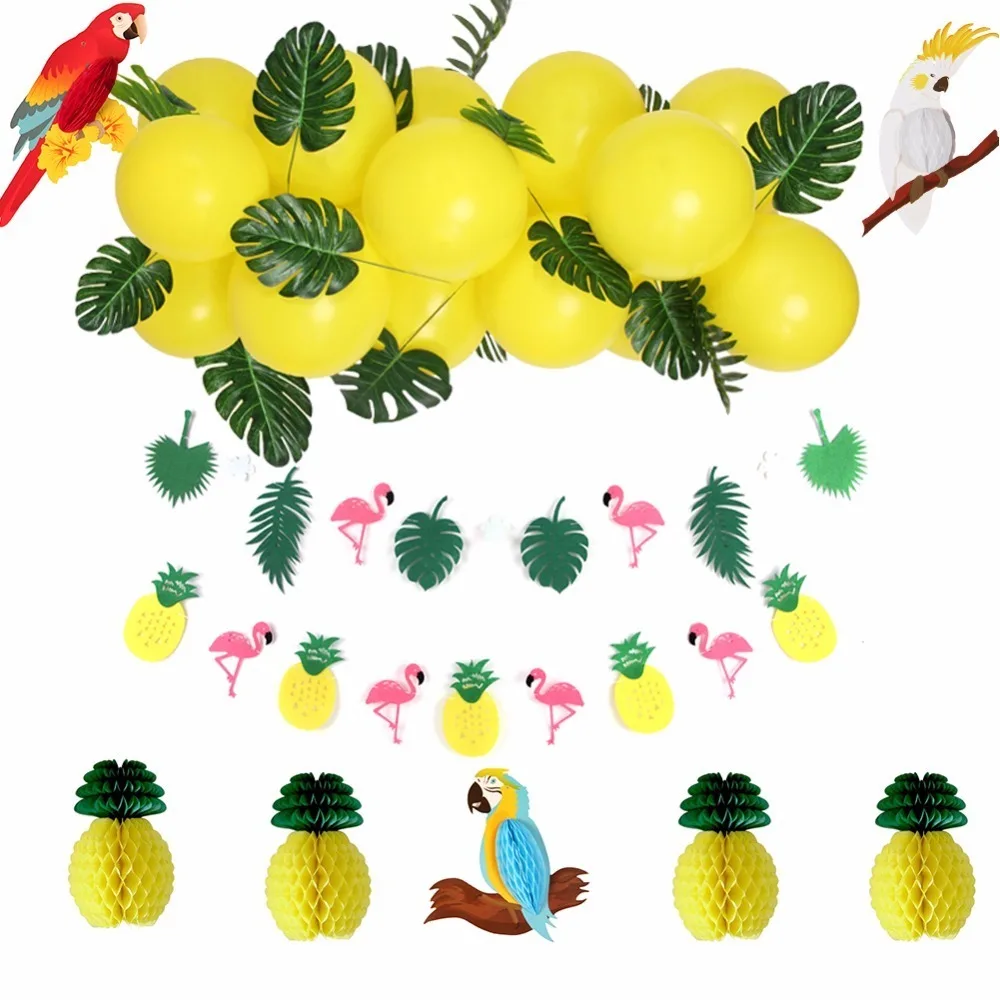 Tropické Leto Jungle Party Dekorácie, Banány, Ananás, Kokos Flamingo Banner Balón Vzduchu Na Pláž, Bazén Tému Party Dodávky
