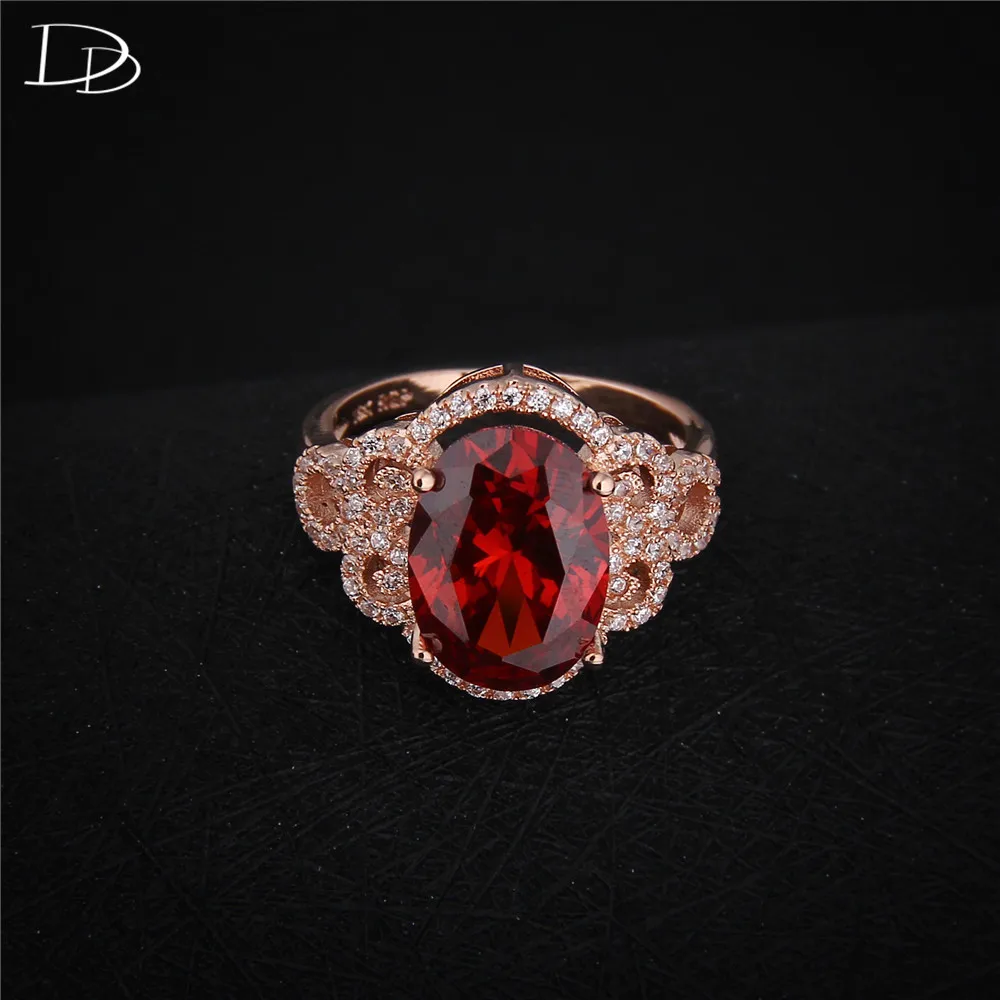 Vintage red crystal prstene pre ženy 585 rose gold color AAA drahokamu zásnubný prsteň módne šperky bague anel žena DD241