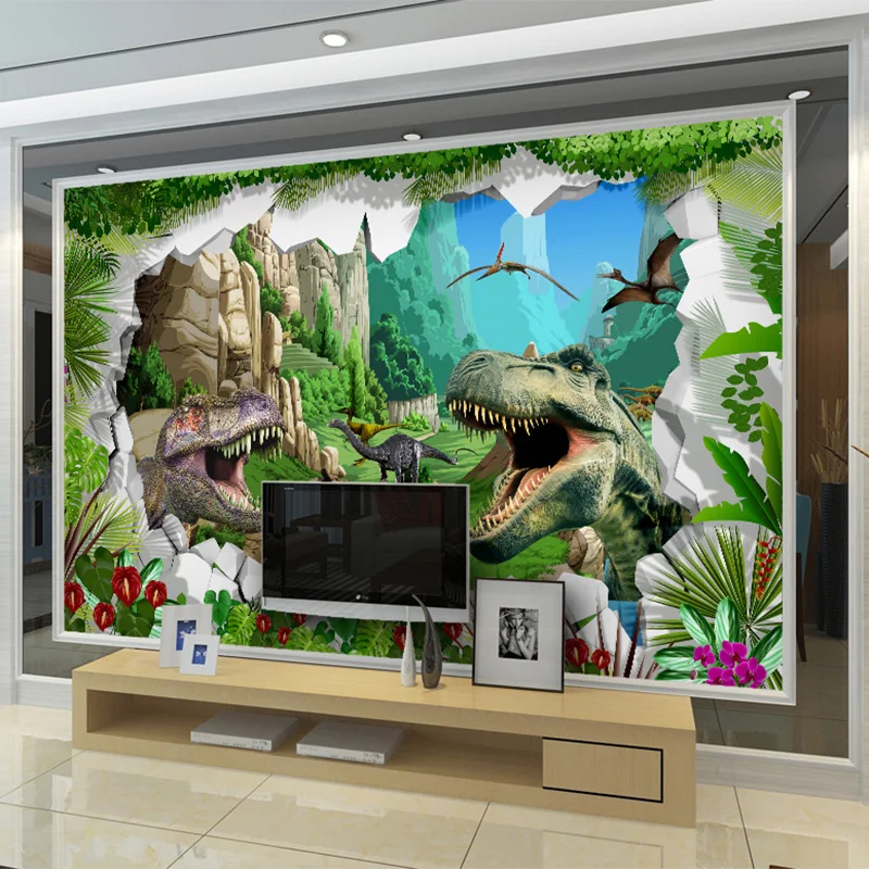 Vlastné Fotografie na Stenu Papier nástenná maľba 3D animovaný Dinosaura Lesnej Krajiny Tapety Deti Spálňa Reštaurácia Tvorivé Pozadie Maľovanie