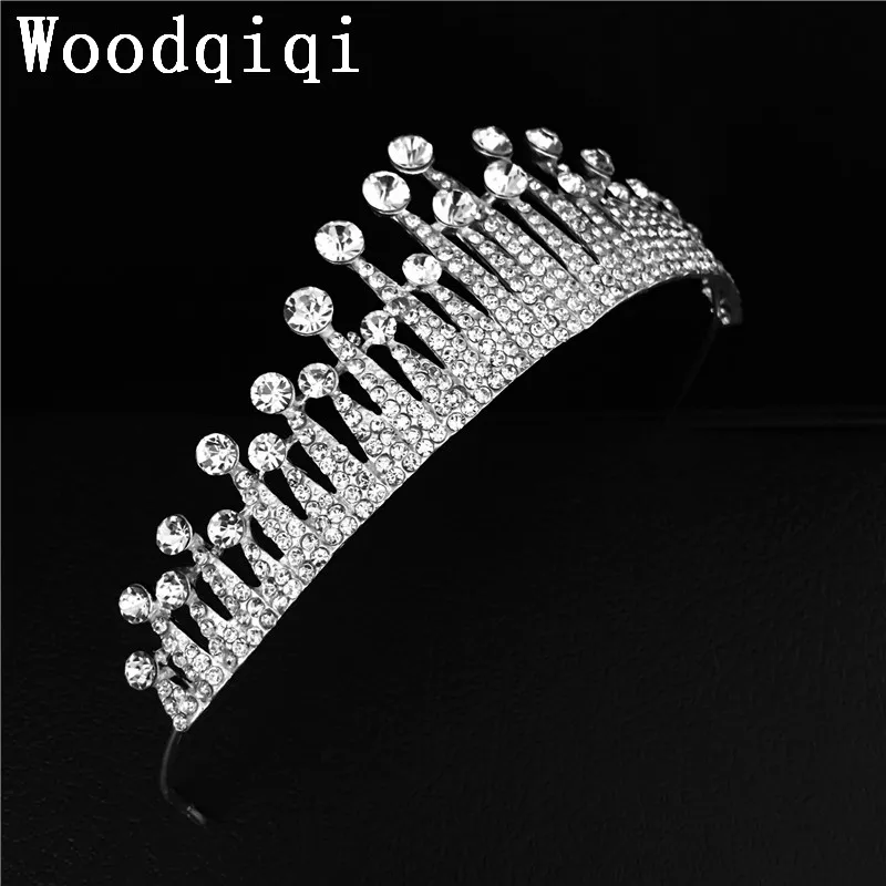 Woodqiqi ženy Tiara Kráľovná Vlasy ornament striebro-tón šperky hairband náušnice Svadobné Svadobné Príslušenstvo Darček