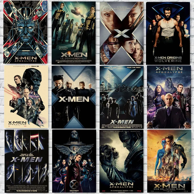 X-Men Samolepky na Stenu Retro Štýl Filmové Plagáty Domáce Dekorácie Kraft Papier Vytlačí Home art Značky MO34