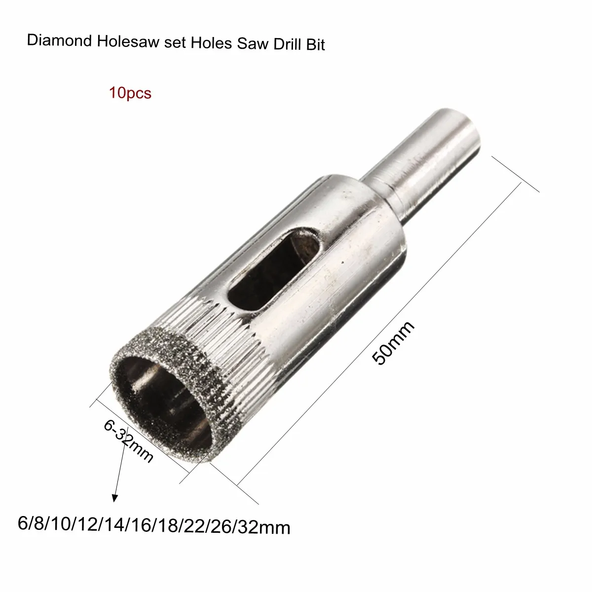 XNEMON 10Pcs/set-Diamond Holesaw vrtáka 6-32mm Nastaviť Pre Dlaždice Keramické Porcelánu, Skla, Mramoru 6 8 10 12 14 16 18 22 26 32 mm