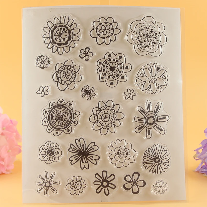YLCS066 kvety Silikónové jasné známky pre Scrapbooking tesnenie DIY album karty dekorácie Razba zložky gumové pečiatky 15*20cm