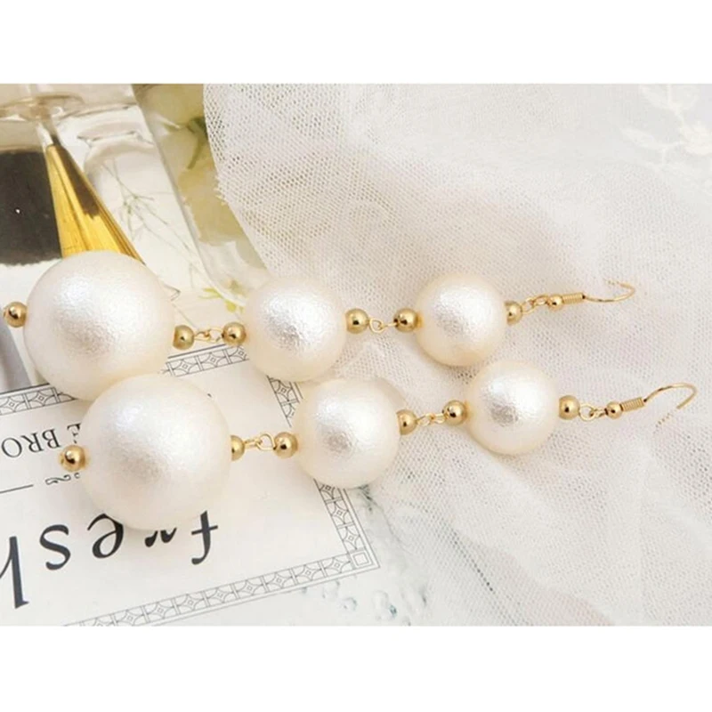 ZHINI simulované pearl Visieť drop Svadobné Náušnice pre Ženy Vintage Vyhlásenie Veľké Faux Pearl Náušnice, Módne Šperky C87432