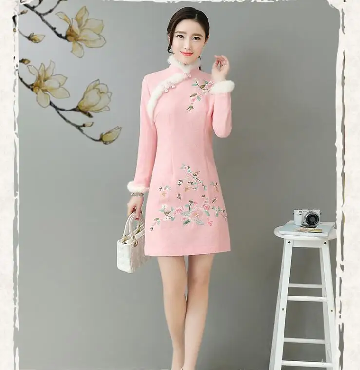 Zlepšenie Cheongsam šaty Zimné 2017 Nové Módne Modernej Čínskej Tradičnej Cheongsam