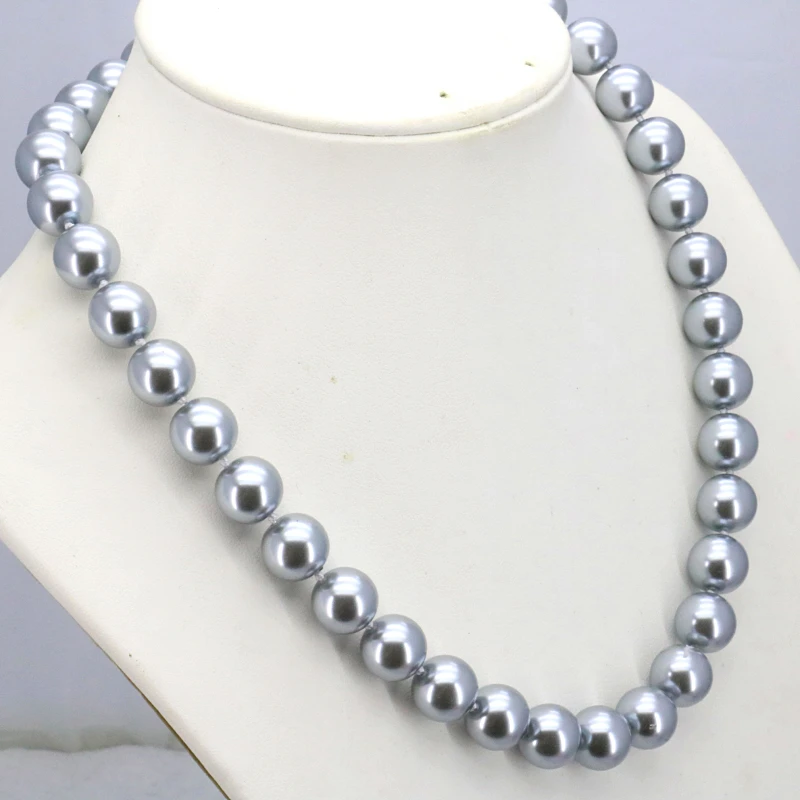 Zľavy!Šedá sklo perlový náhrdelník 12 mm 18-palcové DIY ženy módne šperky robiť Dizajn darčeky veľkoobchod a maloobchod