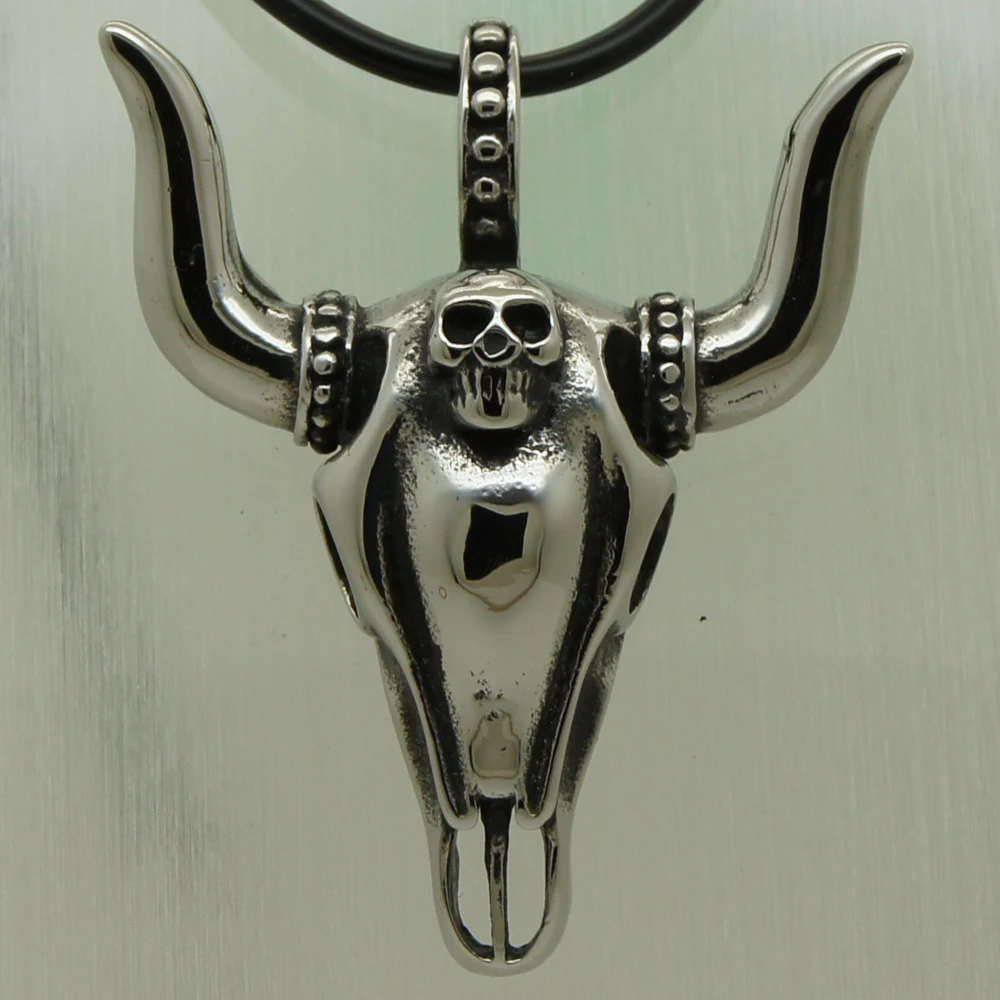 Ťažké Buffalo Lebky Bull Horn 316L nerezovej ocele, ťažké náhrdelníky & prívesky doprava zadarmo mužov šperky
