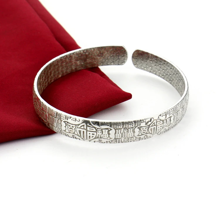 Ženské 925 sterling silver náramok Etnických Požehnanie Náramok otvorený dizajn, Pevné strieborné šperky lady kúzlo náramok najlepší darček