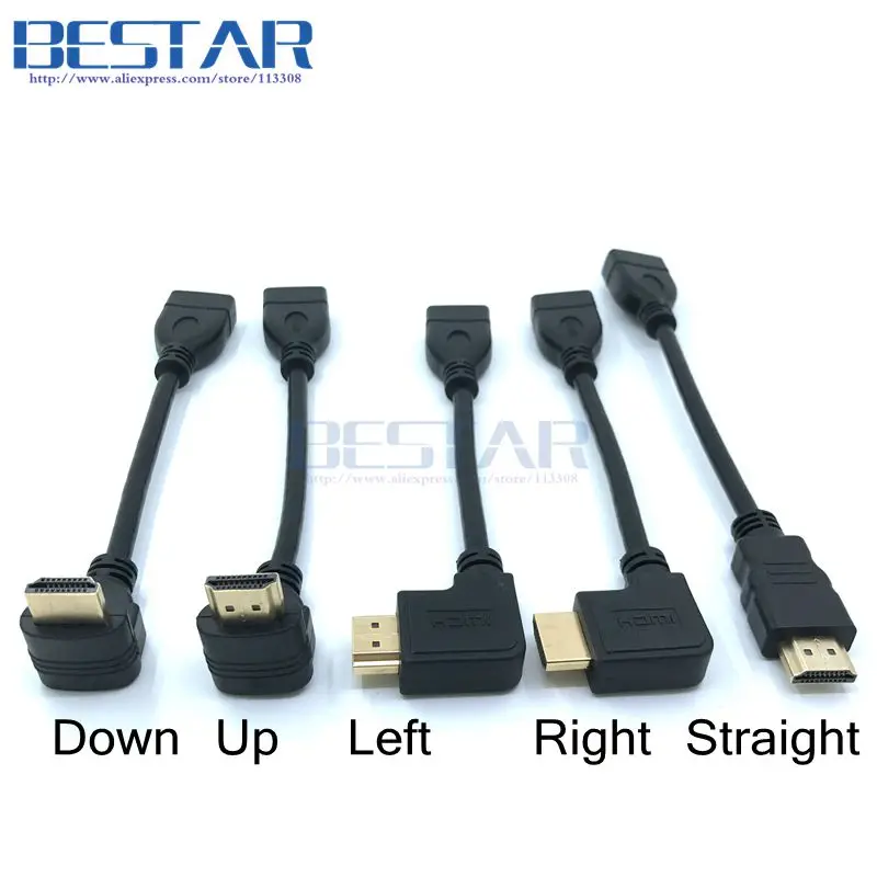 10 CM Up & Down a Vpravo v & Ľavej Šikmého HDMI v1.4 zadajte Mužov a Žien Rozšírenie konektor, adaptér, kábel hdmi 1.4, Uhol 0,1 M 1.4 v