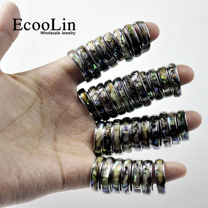 10Pcs EcooLin Značky Módnych Prírodné Kôrovce Abalone Shell 316L Nerezovej Ocele, Prstene Pre Ženy Šperky Veľa Väčšinu LR4029