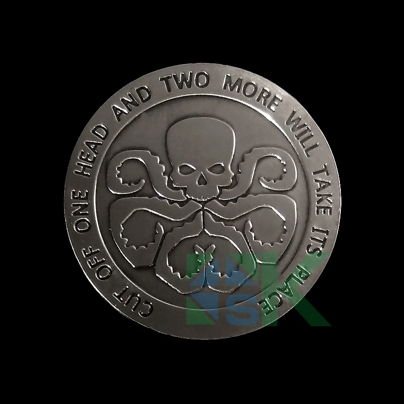 10pcs/veľa Agentov štít S. H. I. J. L. D. Hydra Kovové Dvojité Pamätné Mince 40*3 mm Lebky American Challenge Mince