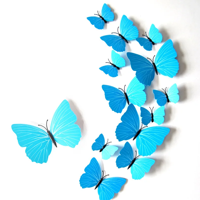 12pcs PVC 3d Butterfly stenu decor roztomilý Motýľov samolepky na stenu umenie Obtlačky domáce Dekorácie