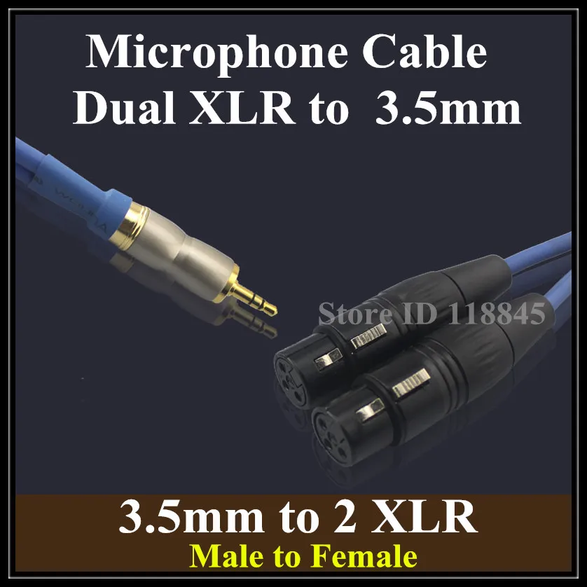 1m 2m 3m # Mikrofón 3Pin Dual XLR zásuvka na TRS 3,5 mm samec Jack, Mikrofón, Kábel reproduktora pre DIGITÁLNA kamera audio rekordér reproduktor