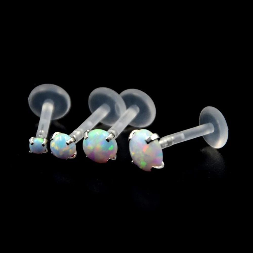 1Pc Kolík Nastavenie Opal Gem Tragus Chrupavky Flexibilné Bioplast Labret Monroe Prírubového Krúžku Piercing Šperkov