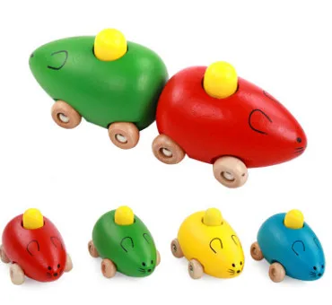 1pcs drevené farbu zvuku myš autíčko model detí kognitívne aids