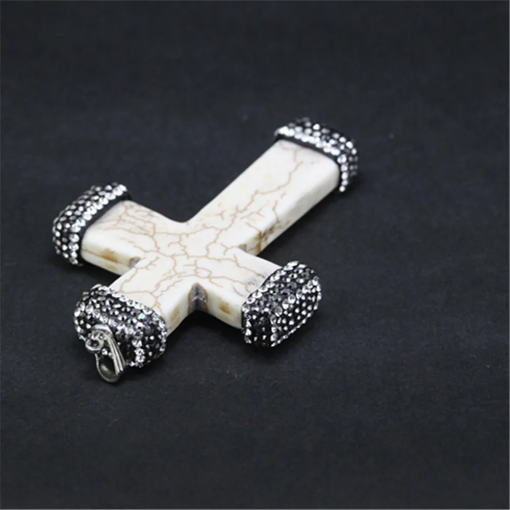 1pcs Prírodný biely kríž praskanie kameň pripraviť kamienkami prívesok charm druzy quartz prívesok na náhrdelník/náušnice ako najlepší darček