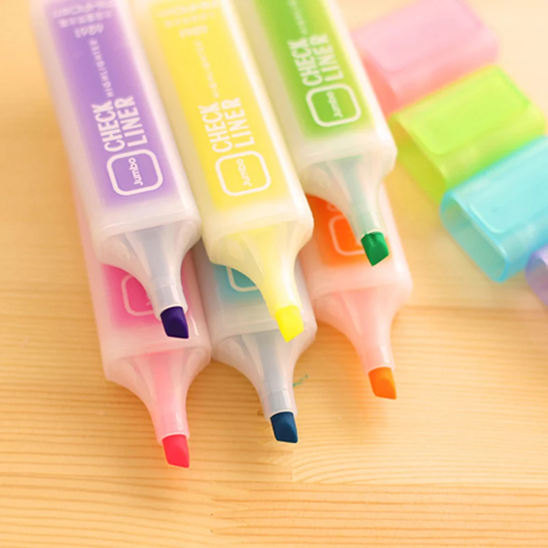 1pcs Skontrolujte, líniové zvýrazňovač Fluorescente pigmentový atrament marker pero Clean & Rýchle suché Kancelárske doplnky, Školské potreby