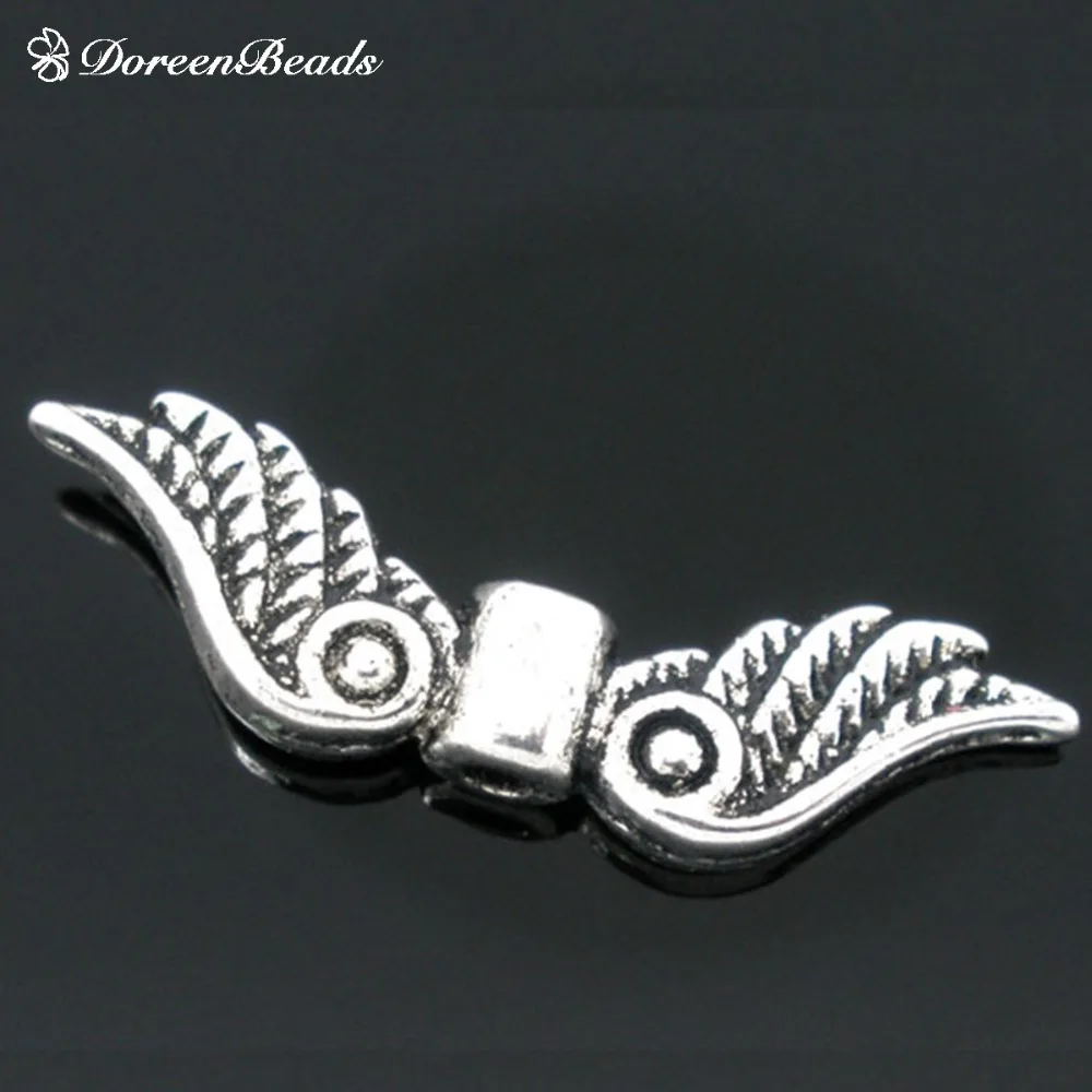 2016 Nové Módne Šperky Antique Silver Anjel Krídla Kúzlo Dištančné Korálky pre KUTILOV, šperky, takže 23x7mm (B05959) 50 Ks