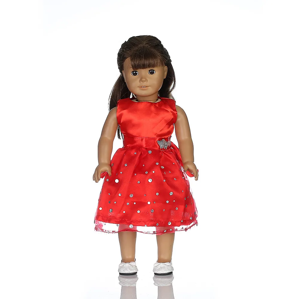 2016 Populárny štýl Vianočný darček Červená Princezná Šaty/oblečenie vhodné 18-palcové Americké dievča bábiku a Naša generácia bábik b1