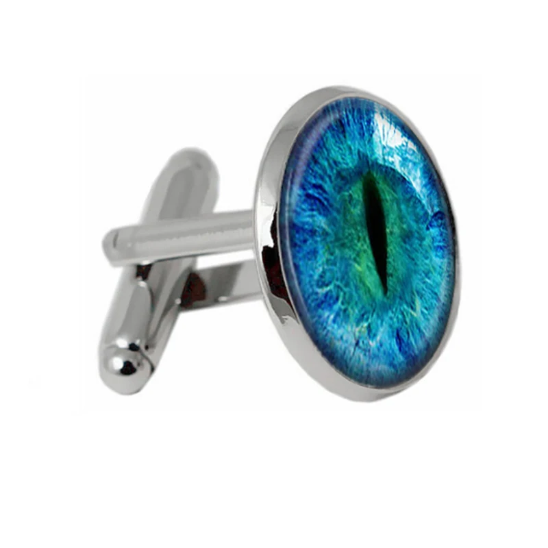 2017 Nové Blue Dragon Eye Manžetové Gombíky, Korálky Cufflink Strieborné Pozlátené Sklo Foto Putá Darčeky Pre Mužov Remeselníci Putá