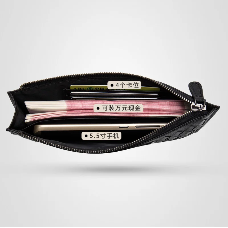 2017 nové ženské originálne kožené peňaženky z ovčej tkané peňaženka kožená taška na zips, náprsné tašky