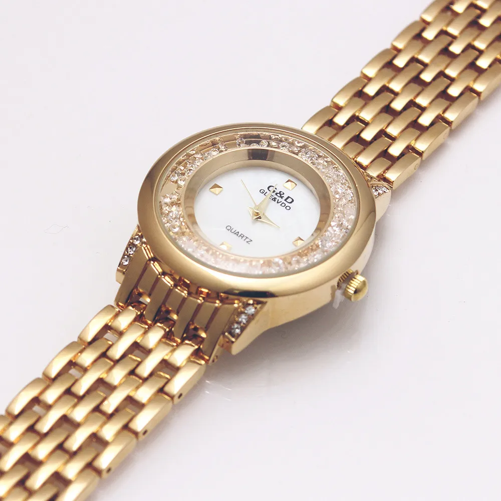 2018 Luxusné Značky G&D Ženy Quartz Zlaté Náramkové hodinky z Nerezovej Ocele Kapela Relojes Mujer Módne Šaty Lady Sledovať relogio ženský