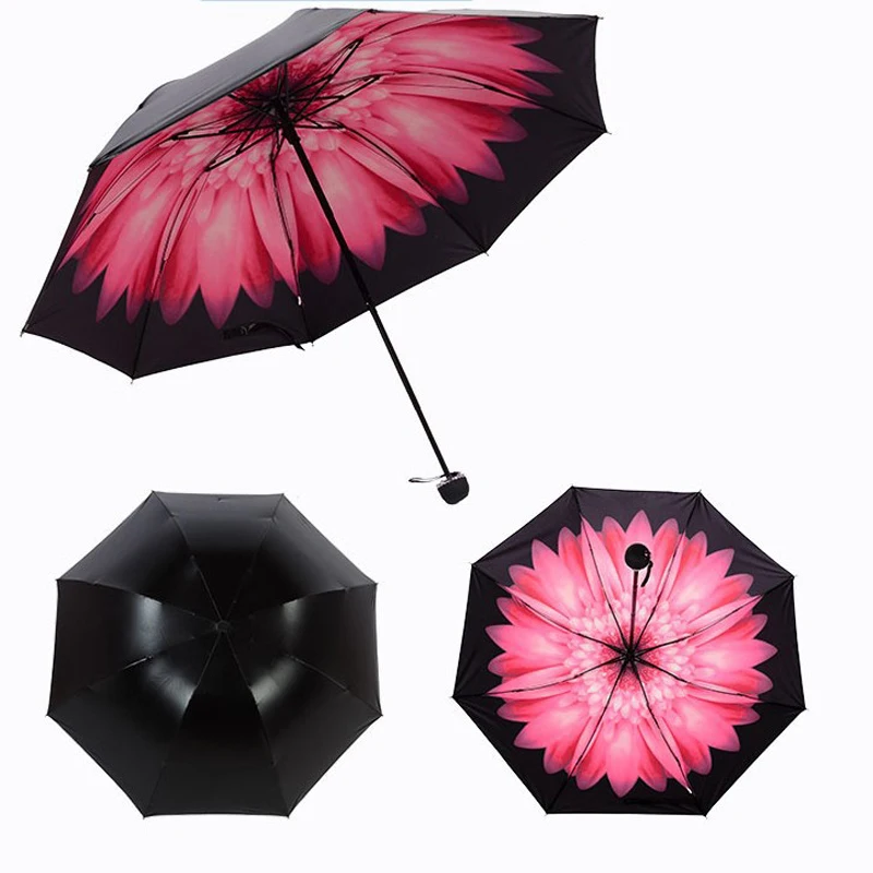 2018 Nové 1PCS Tlač Kvety Prenosné Skladacie Dáždniky Obojživelné UV Dáždnik Dážď Ženy/Muži Mini Rain/Sun Ženy Kvet Dáždnik