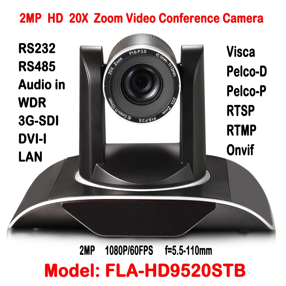 2MP Full HD 20X Zoom Video Konferencie Kamera Wifi Alebo Bezdrôtové HDSDI DVI IP Onvif H. 265 Pan 340 stupeň Rotácie 255 Prednastavení
