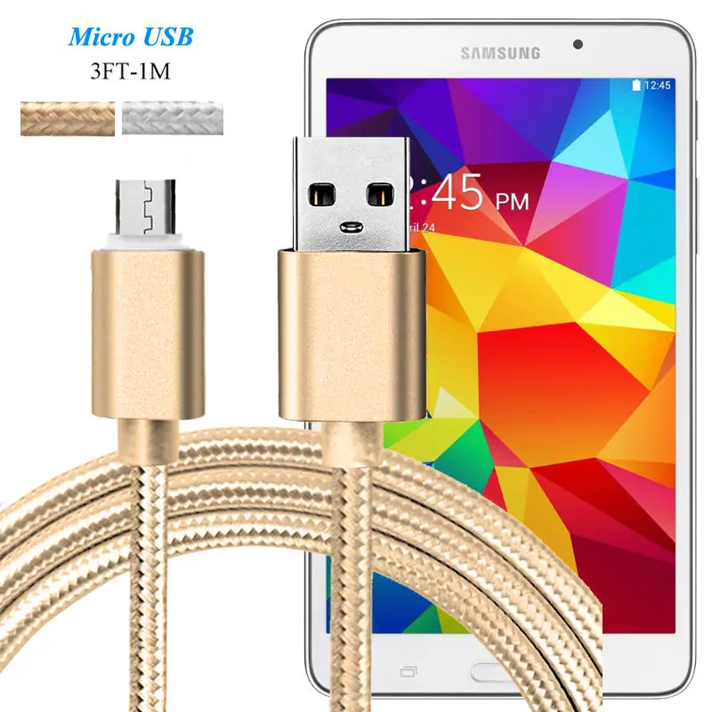 3 FT Hliníkové Nylon Micro USB Rýchlo Nabíjací Kábel pre Samsung Galaxy Tab A (2016) /Tab 4 T230 T330 T T530 Synchronizáciu Údajov Nabíjací Kábel