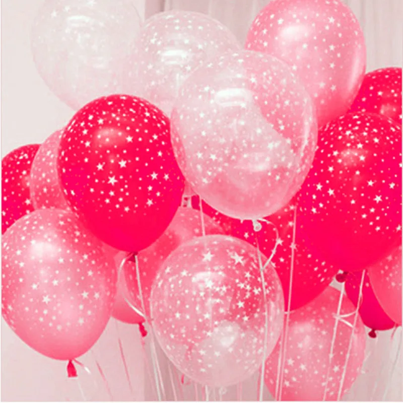 30pcs Ružové Červené Jasné Päť Hviezdičkový Vytlačené Pearl Latex Hélium Balón 12 palcový 3.2 g Svadby, Narodeniny, Party Dekoratívne deti Hračky