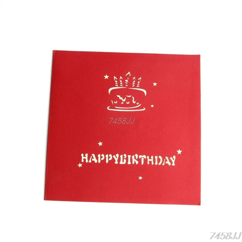 3D Pop-Up Pohľadnice Ručné Happy Birthday Cake Deň, Ďakujeme, že Ste Pohľadnicu G03 Kvapka loď