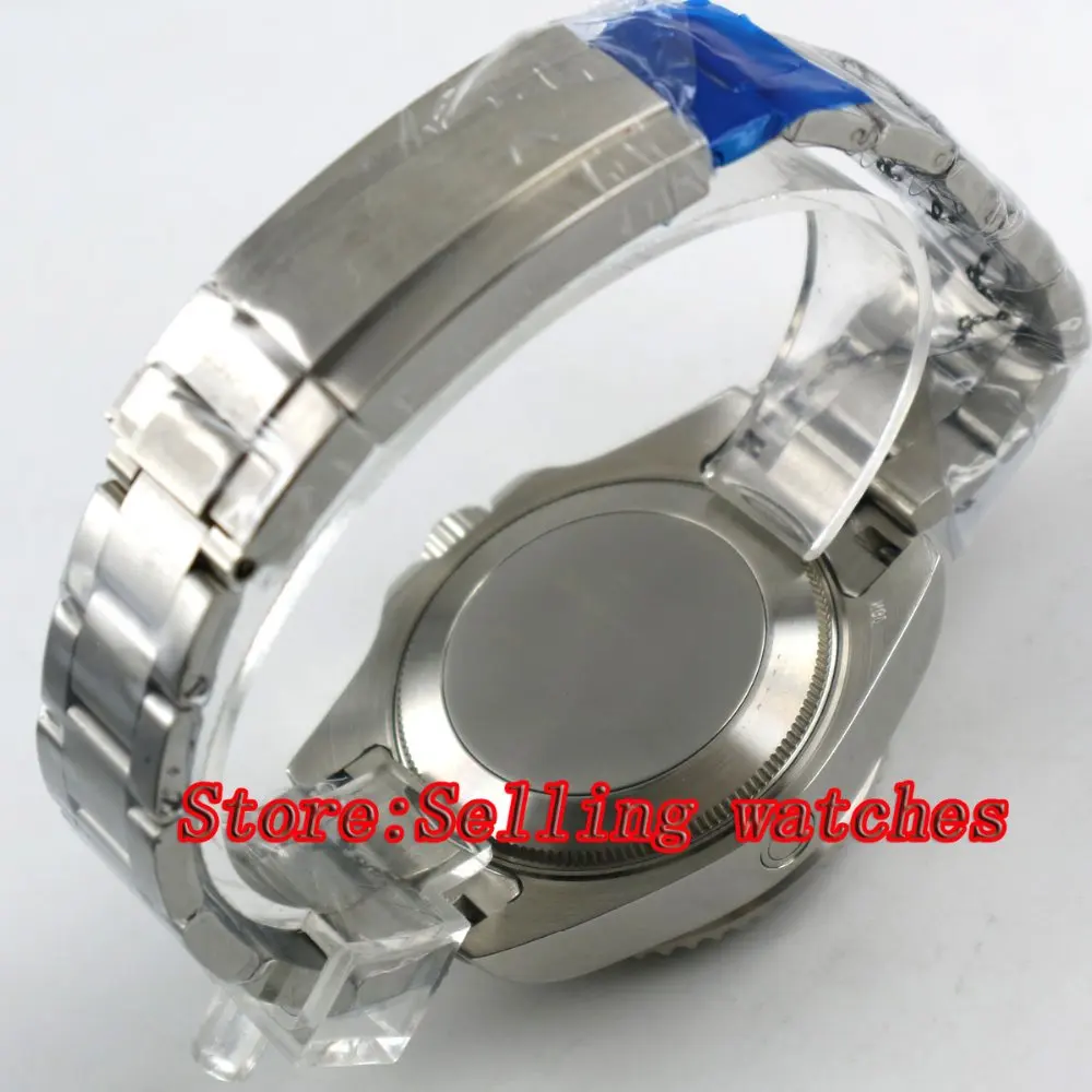 44 mm Bliger šedá Dial Sapphire Crystal Náramok spona Dátum Okno Automatického Pohybu Muži Mechanické náramkové hodinky