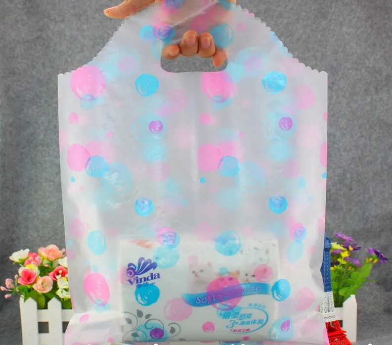 45pcs 4 veľkosti boutique plastová taška s držadlami,malý veľký dar plastové nákupní taška veľkoobchodné balenie plastové vrecko