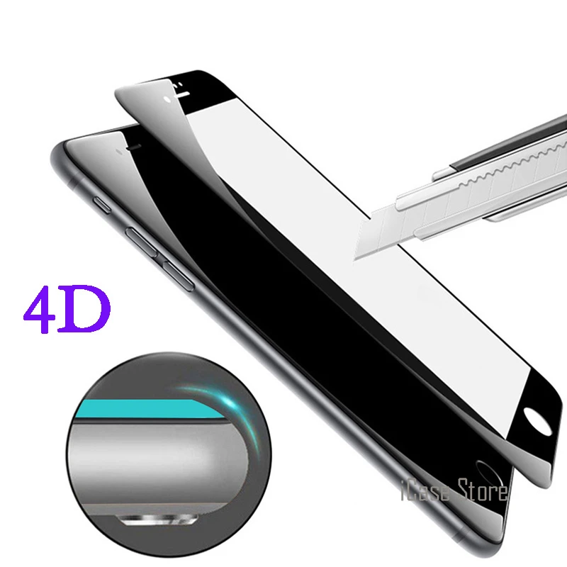 4D Studenej Rezbárstvo 3D Zakrivené Hrany Úplné Pokrytie Tvrdeného Skla Pre iPhone 7 7plus 6s 6 Plus Screen Protector Kolo Ochranný Film