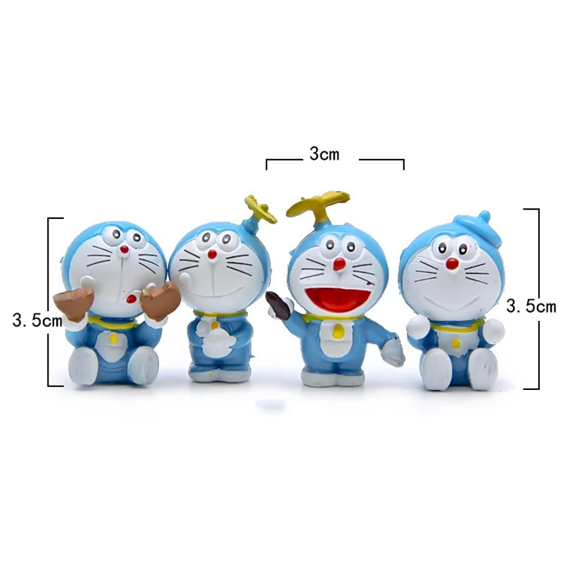 4pcs/veľa Roztomilý Doraemon Údaje Hračky Mini Doraemon Klasické PVC Akcie Obrázok Hračky Micro Krajiny Zber Model Hračky, Dekorácie