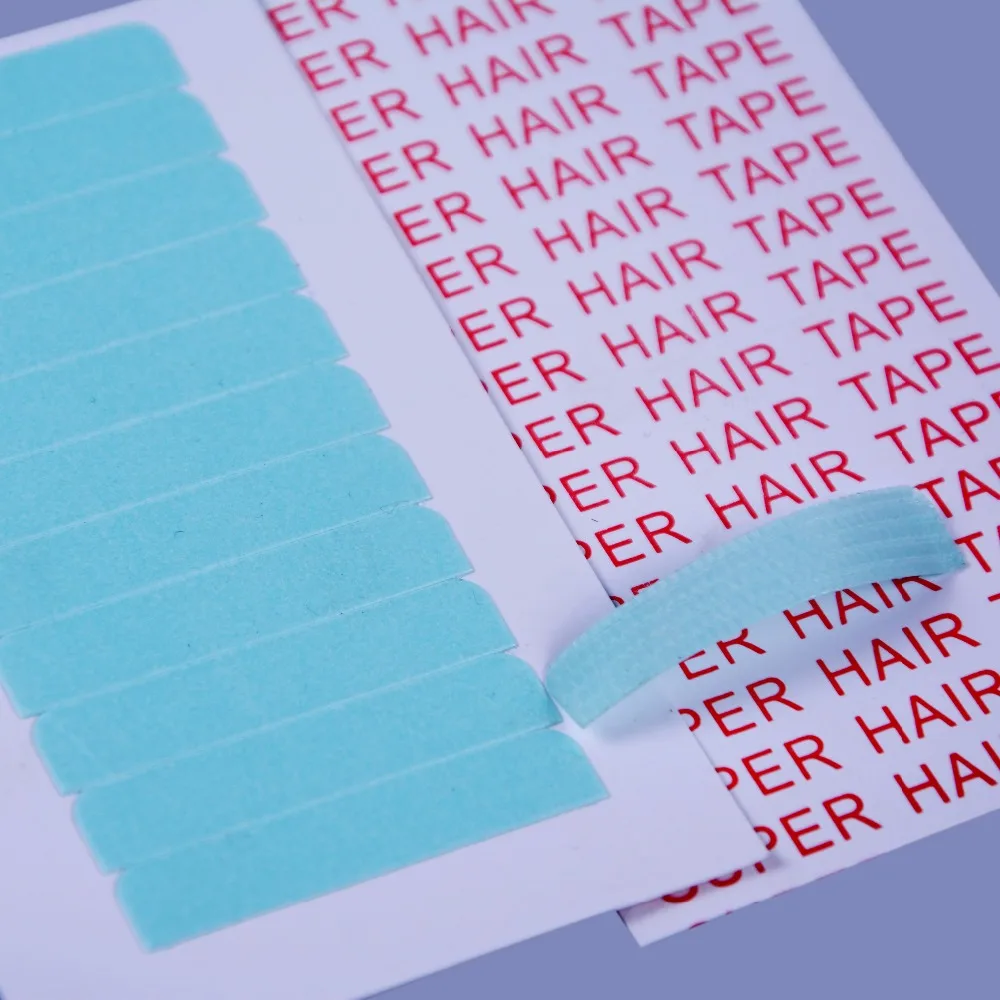 5 listov Super lepidlá modrá výmena pásky pre brazílsky vlasy 4cm*0,8 cm 60 karty obojstranné čipky dopredu podporu pásky pásky