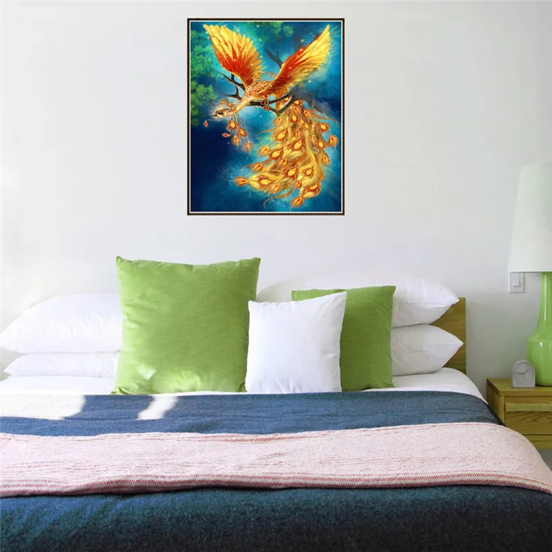 5D DIY Diamond Maľovanie Cross Stitch Zvieratá Phoenix Kolo Mozaiky Diamond Výšivky Farba Vták Vyšívanie Vzorov Drahokamu