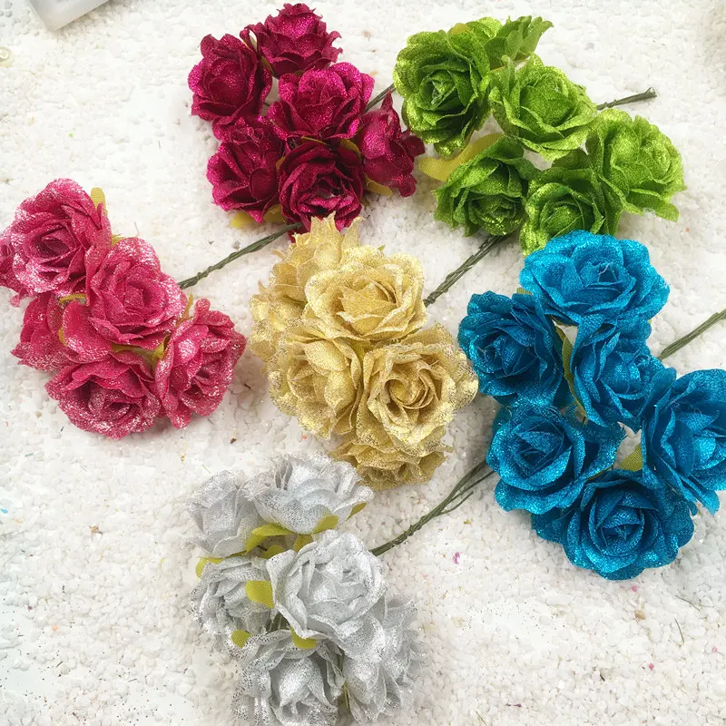 6 KS/umelý hodváb blue demon ji svadobné kytice ruží kvetinová výzdoba DIY veniec veniec darčekové krabice koláž simulácia