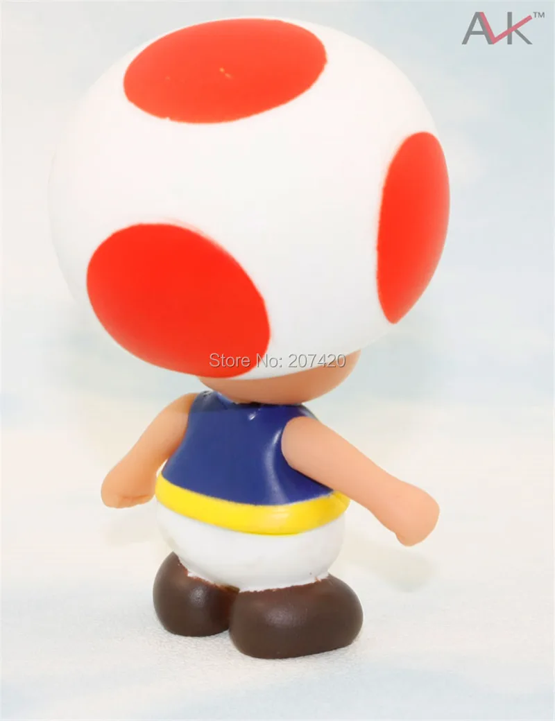 8 cm Japonský Super Mario Mushroom Ropucha PVC Akcie Obrázok Modelu Hračka