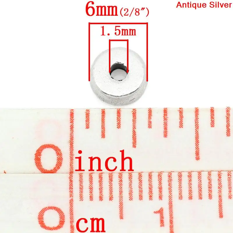8SEASONS Dištančné Korálky Kolo Antique Silver 5mm Dia, Otvor: Cca 1,5 mm,200PCs (K10549)