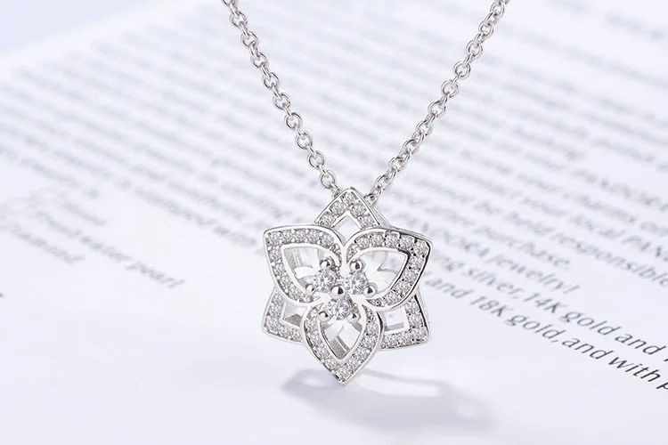 925 sterling silver módne lesklé kryštál ruže kvet dámy'pendant náhrdelníky ženy šperky nových prírastkov drop shipping