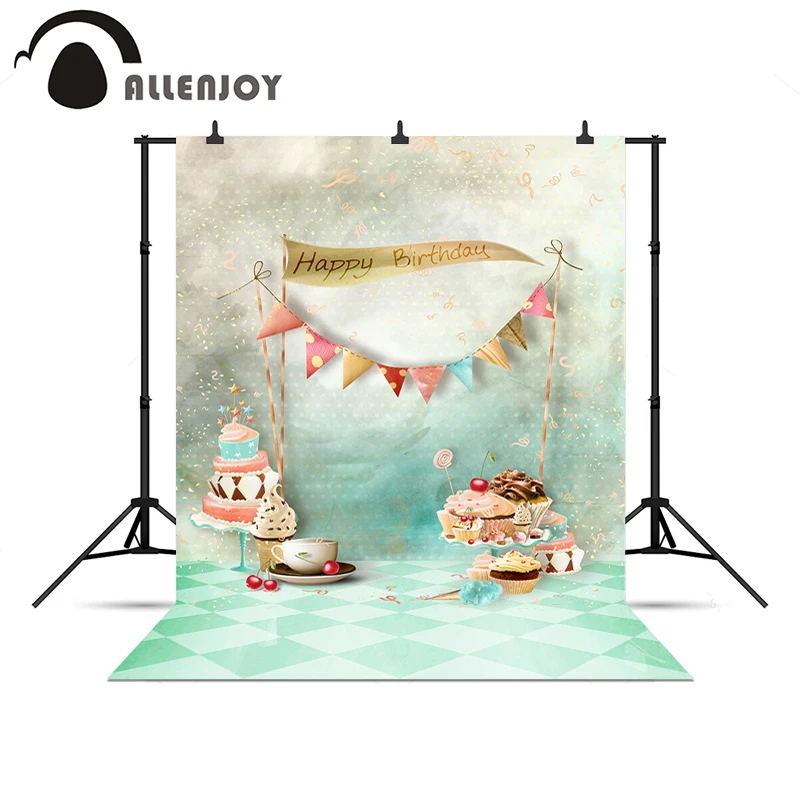 Allenjoy Prostredí filmovanie Happy birthday koláče Pekáreň obchod vlajky prispôsobiť DIY pozadia pre photo studio nový Rok
