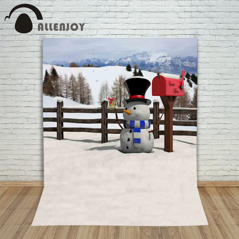 Allenjoy vinyl fotografie pozadie Vianočné snehuliak schránky Zasnežené hory detí Pozadí pre foto strieľa textílie