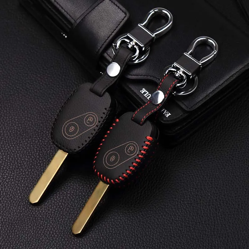 Auto styling 2017 kvalitné auto kožené keychain prívesok na pokrytie pre Honda auto candy bar kľúče, 2 tlačidlo diaľkové ovládanie prípade