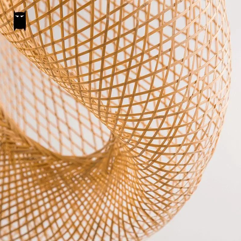 Bambusové Ratan Wicker Vlna Tieni Prívesok Svietidlo Rustikálny Vintage Japonský Lampa Pozastavenie Domáce Vnútorné Jedálenský Stôl Izba