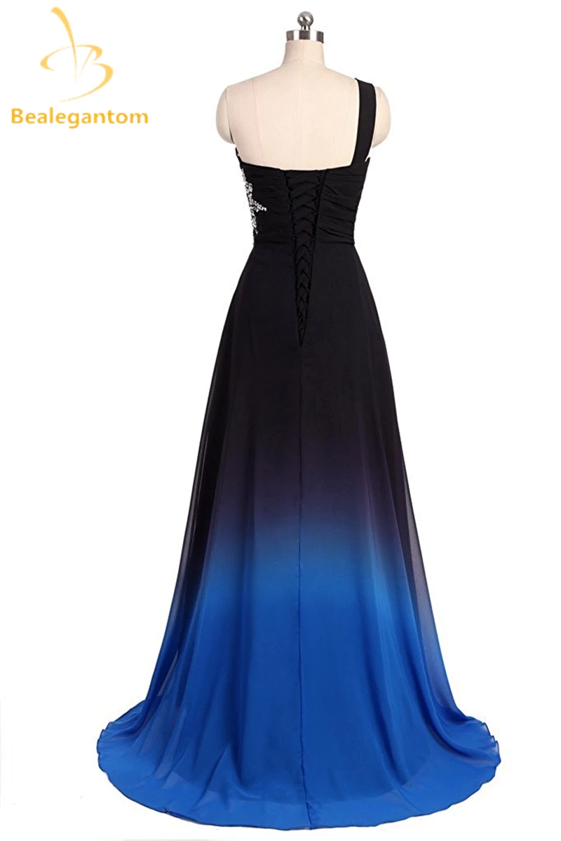 Bealegantom Rameno Čierna Modrá Ombre Prom Šaty 2018 S Šifón Plus Veľkosť Večer Party Šaty Vestido Longo QA1078