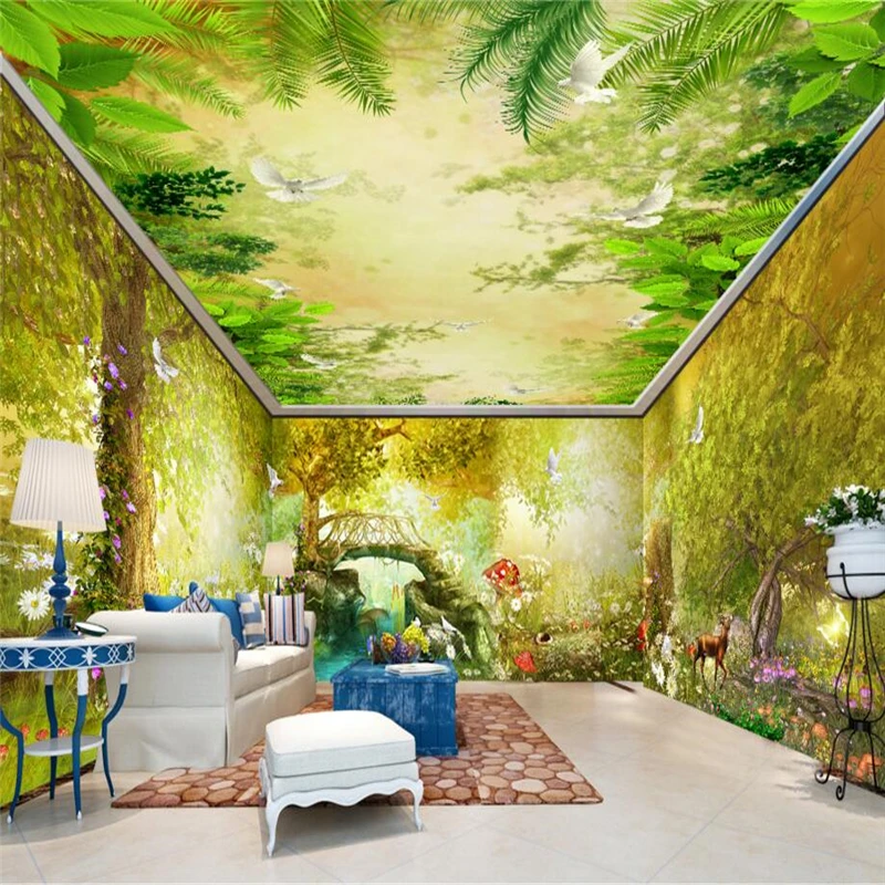 Beibehang Sen rozprávkový les bridge house 3D foto tapety veľký gauč, spálne, TV pozadie 3D nástenná maľba na stenu papier obývacia izba