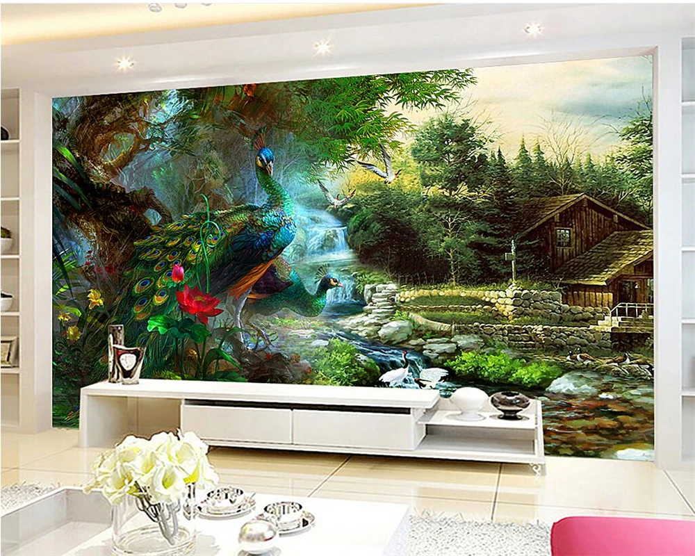 Beibehang vlastnú tapetu páva 3D photo nástennú maľbu, tapety, spálne, obývacia izba tapety na steny 3 d abstraktných de parede